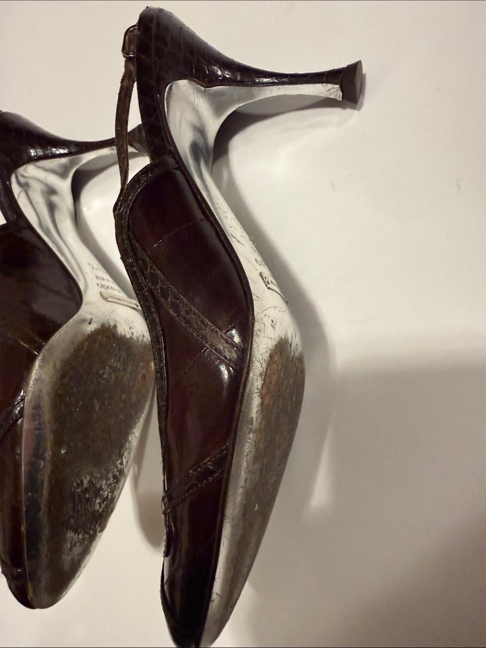 Dolce & Gabbana burgandy eel ski. Leather Slingback Heels - Picture 6 of 7